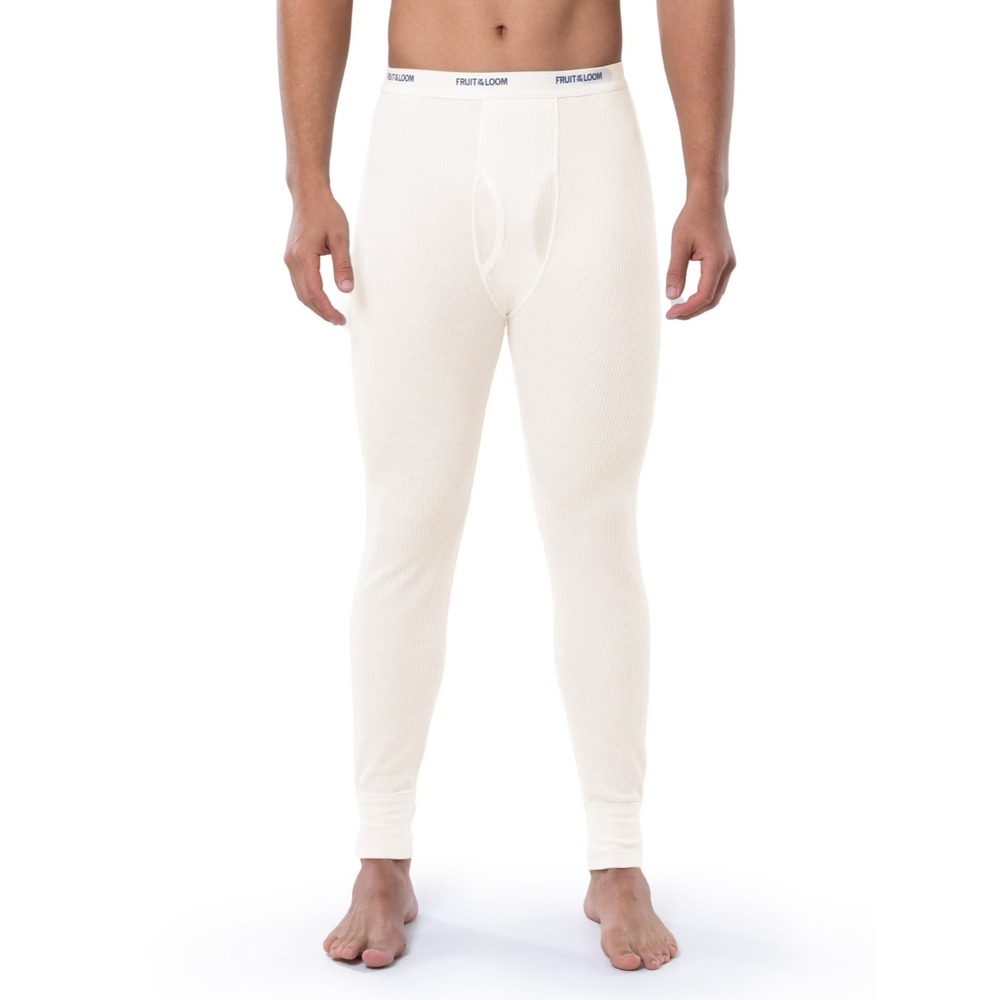 Fruit of the Loom White Mens Thermal Waffle Underwear Bottom Natural Size XL